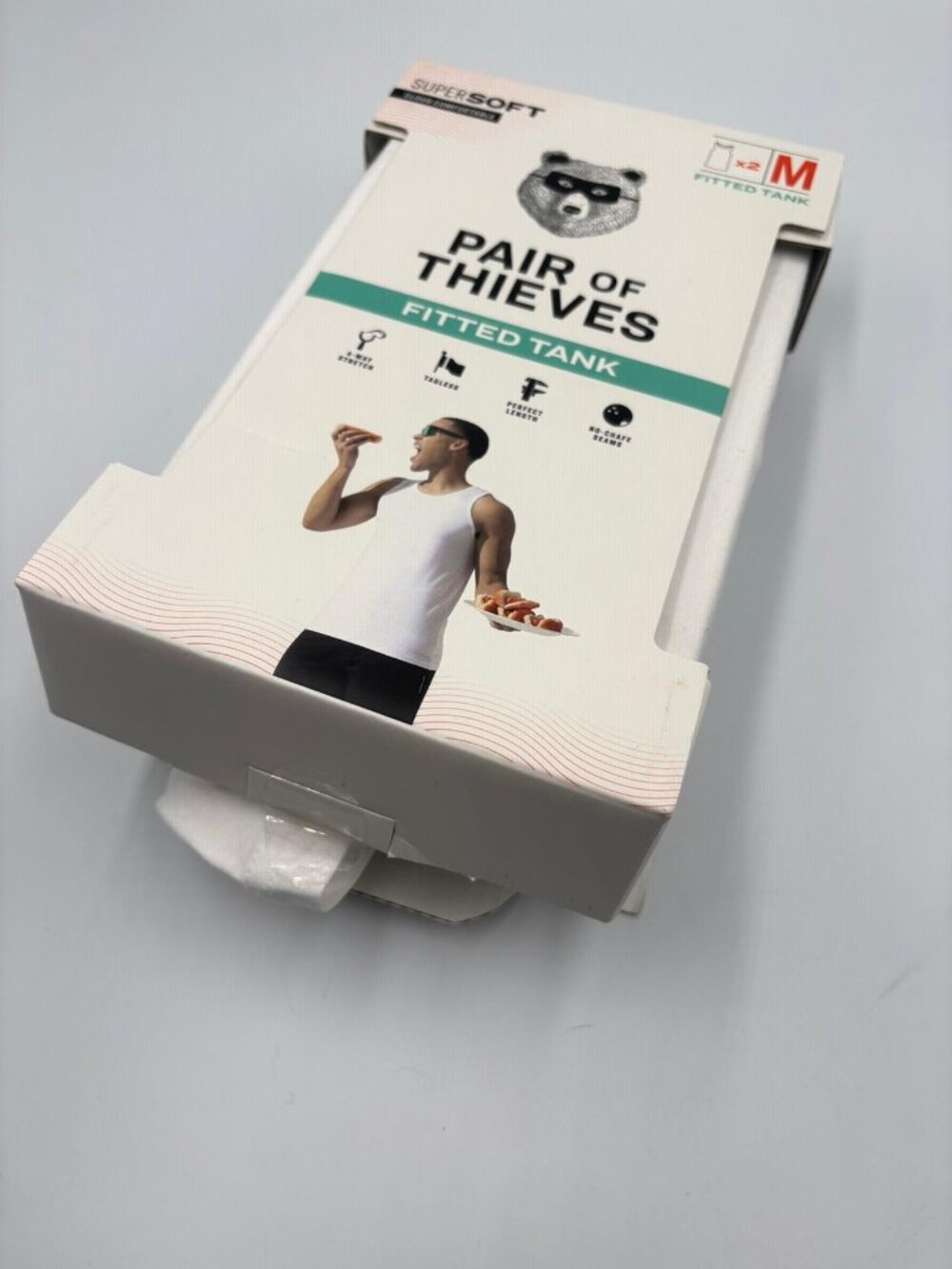 Pair of Thieves Men's Fitted Tank 2 Pack White Size M SuperSoft Stretch NIP